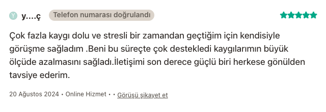 Danışan yorumu - Ağustos 2024