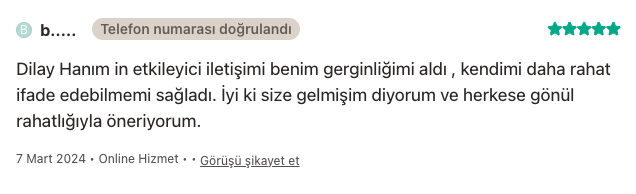Danışan yorumu - Mart 2024