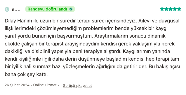 Danışan yorumu - Şubat 2024